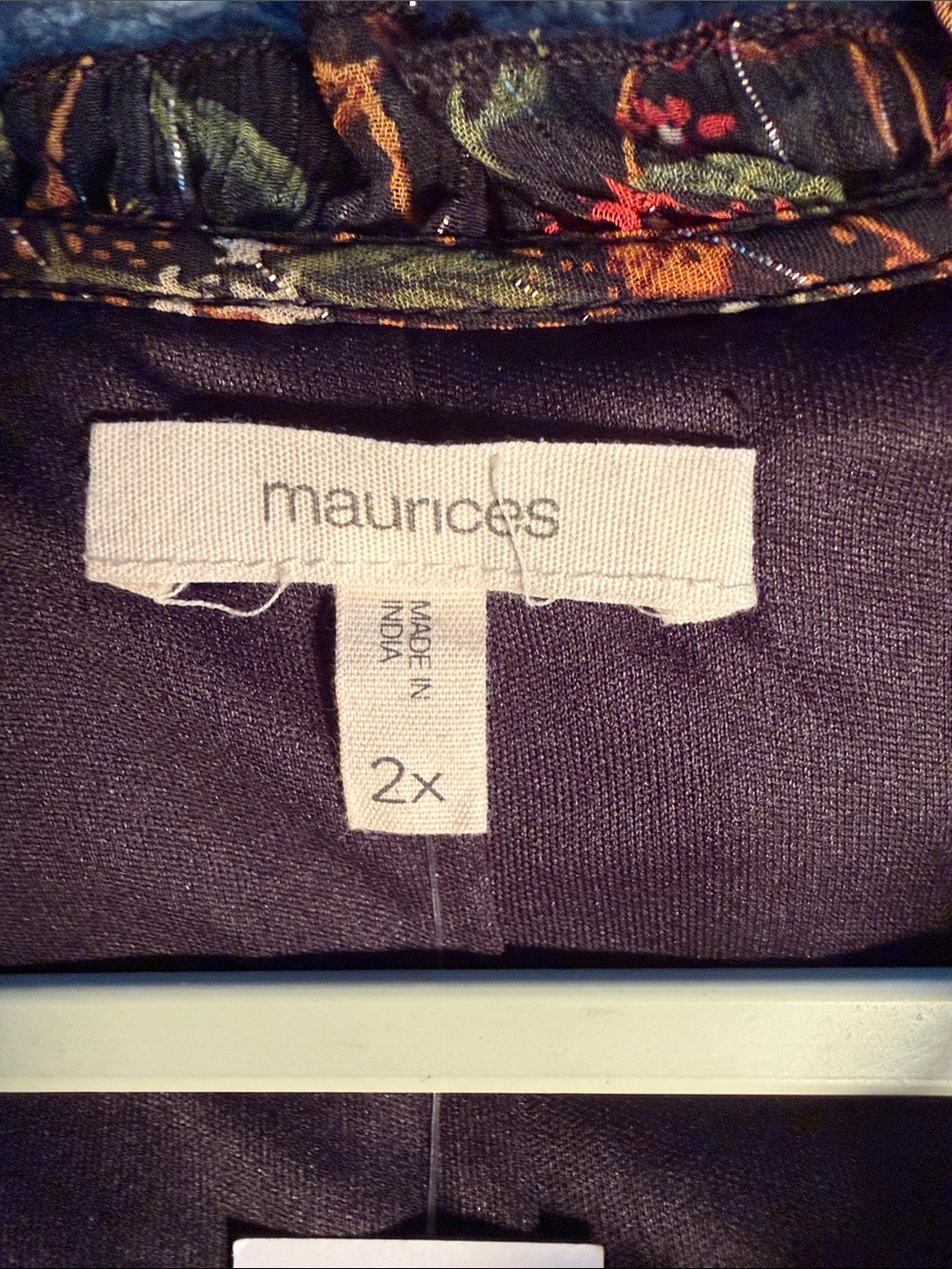 NWT Maurices Black Floral Peasant Tunic with Orange, Pink, Green Accents Size 2X - Picture 7 of 8
